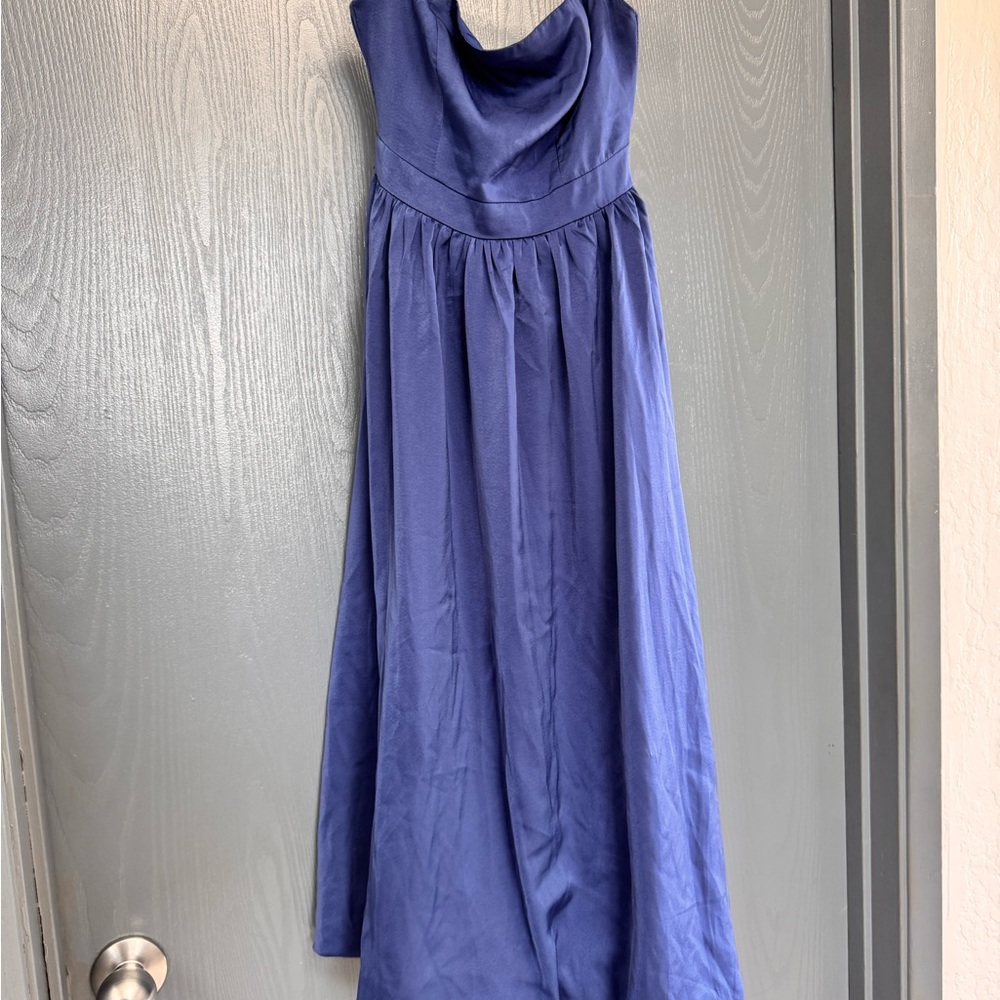 NWOT Lulus Elegant Navy Blue Strapless Bubble Hem Midi Dress - Picture 5 of 12